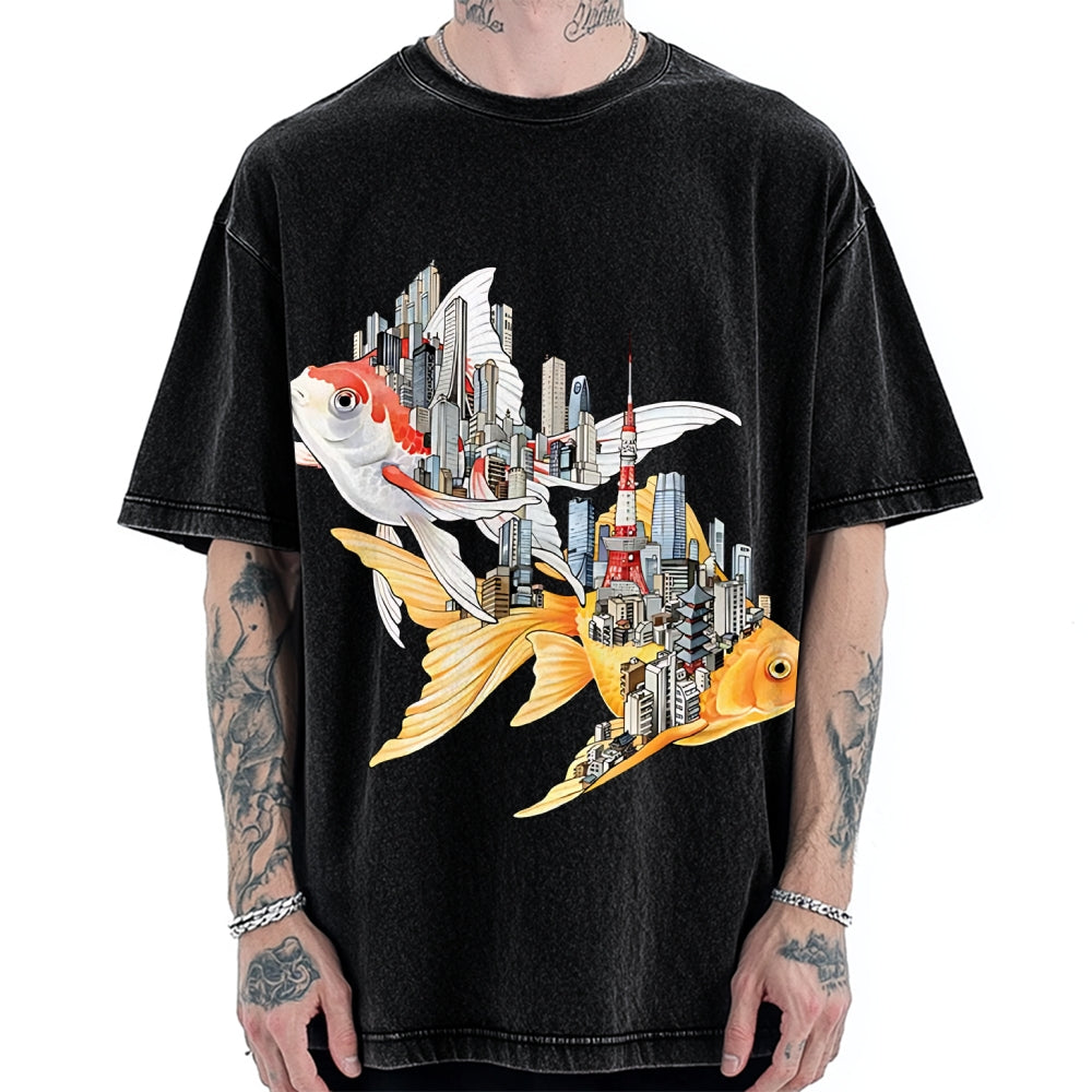 The city of carp in Japan: Tokyo Street View Vintage Washed T-shirt