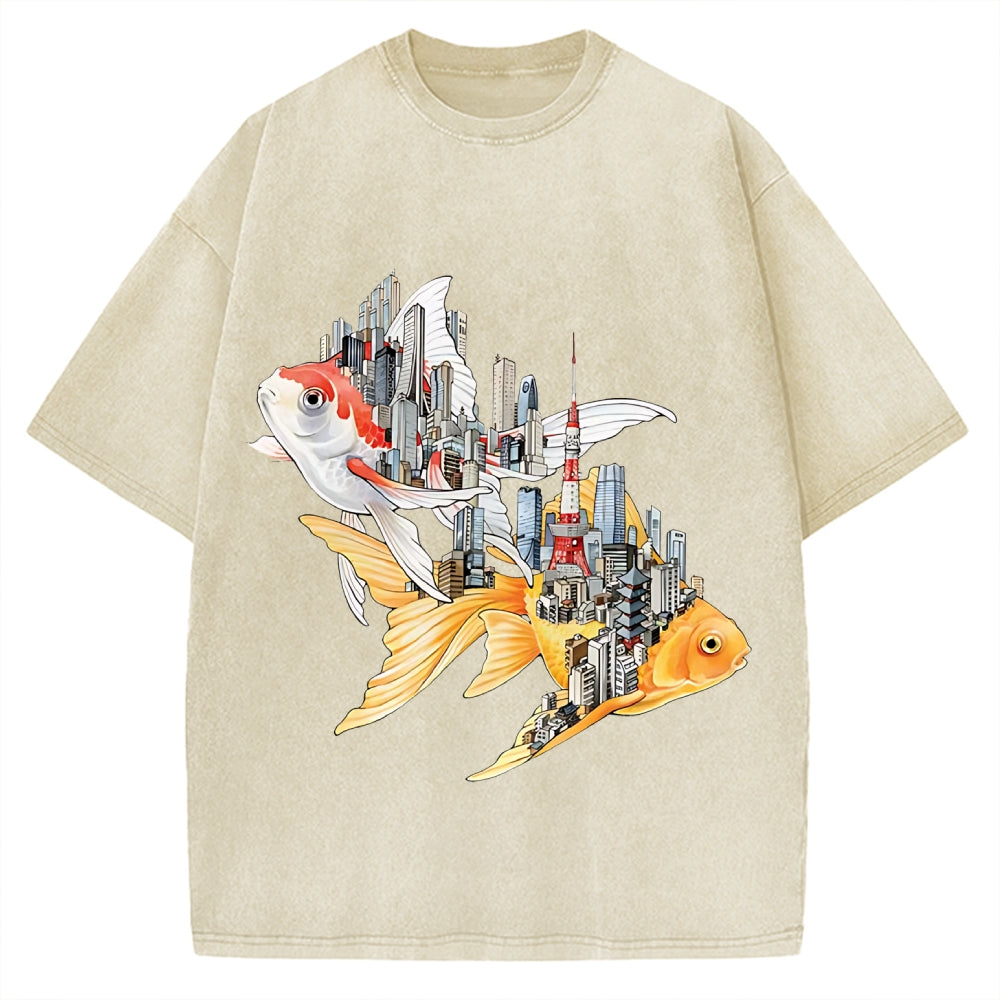 The city of carp in Japan: Tokyo Street View Vintage Washed T-shirt