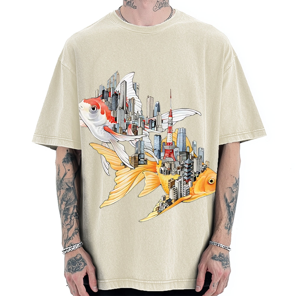 The city of carp in Japan: Tokyo Street View Vintage Washed T-shirt