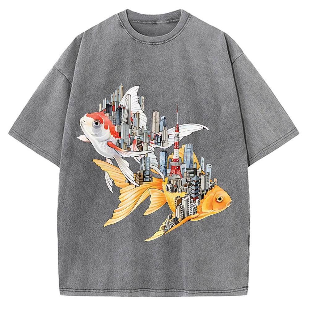 The city of carp in Japan: Tokyo Street View Vintage Washed T-shirt