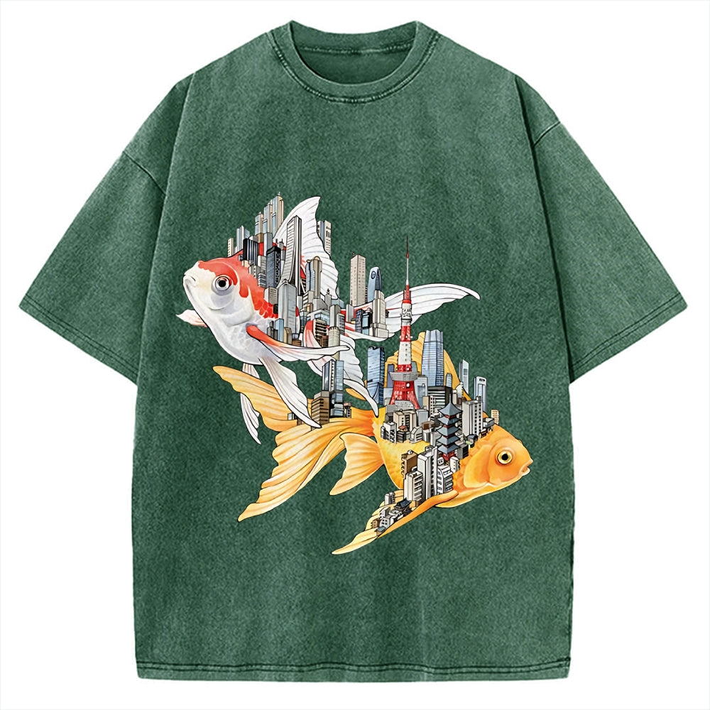 The city of carp in Japan: Tokyo Street View Vintage Washed T-shirt