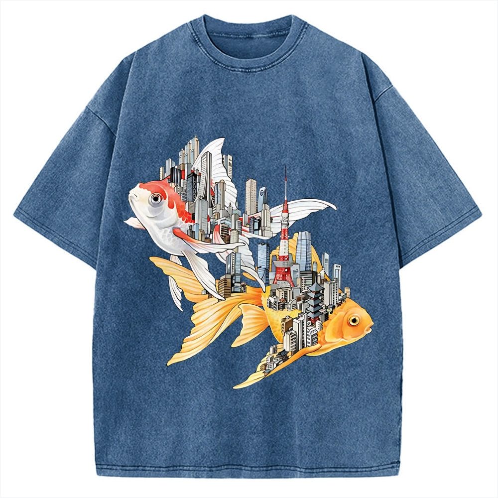 The city of carp in Japan: Tokyo Street View Vintage Washed T-shirt