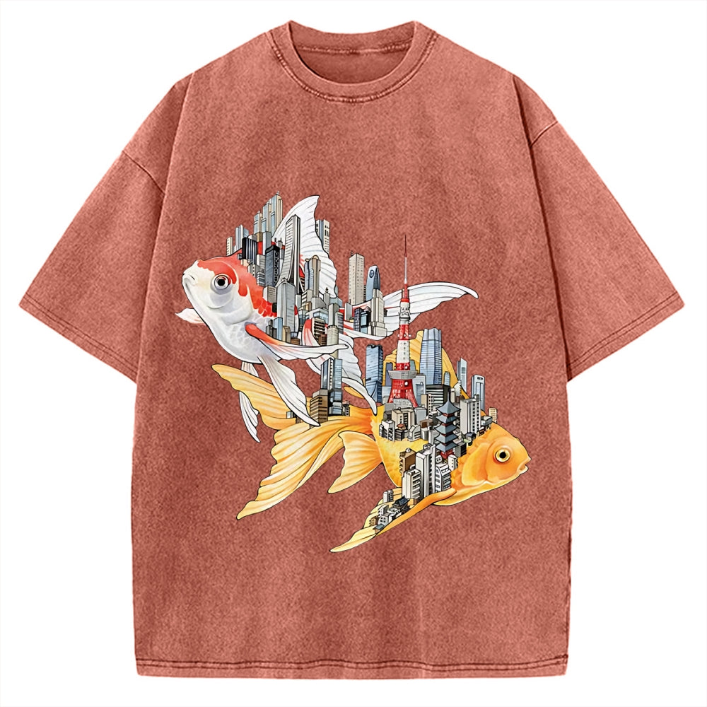 The city of carp in Japan: Tokyo Street View Vintage Washed T-shirt