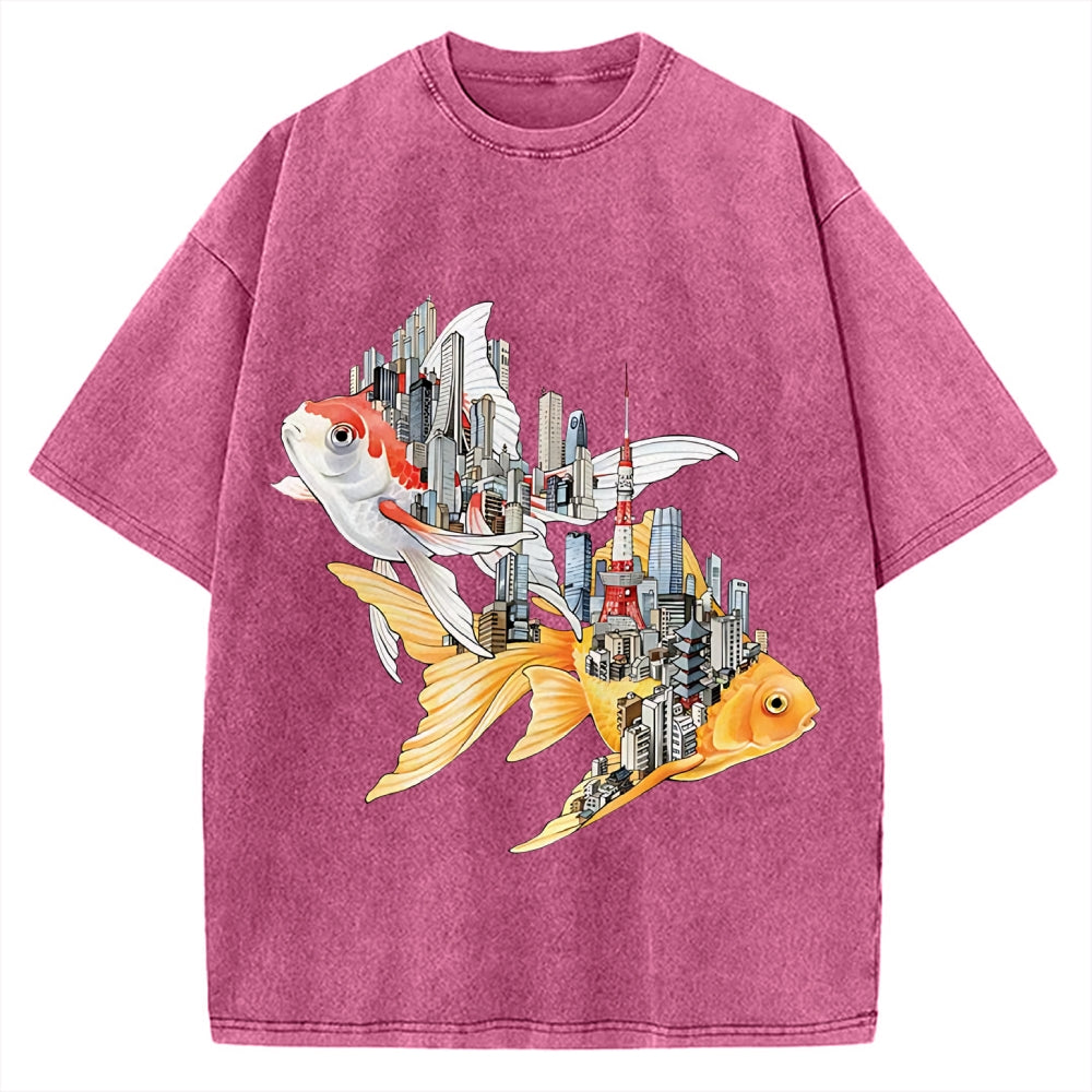 The city of carp in Japan: Tokyo Street View Vintage Washed T-shirt