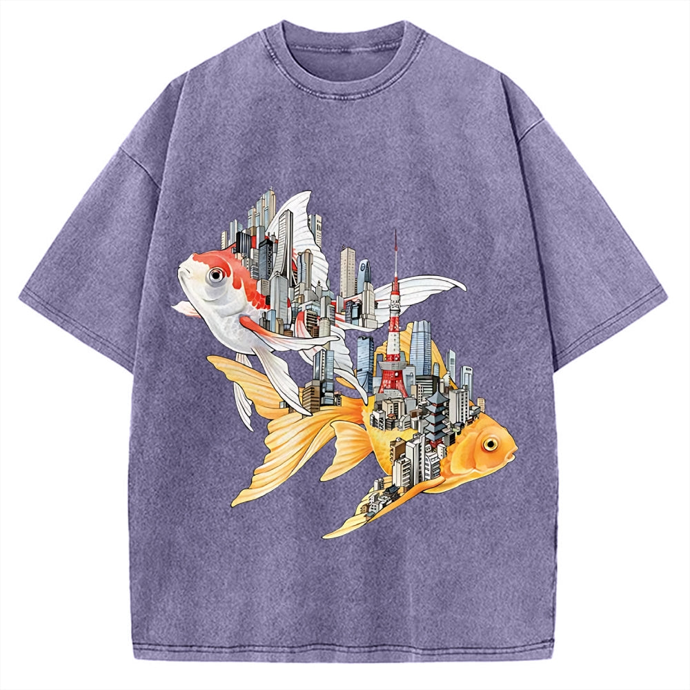 The city of carp in Japan: Tokyo Street View Vintage Washed T-shirt