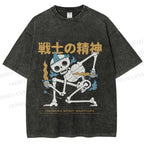 Unisex Warrior Spirits Skull Printed Washed Tee
