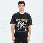 Unisex Warrior Spirits Skull Printed Washed Tee
