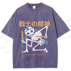Unisex Warrior Spirits Skull Printed Washed Tee