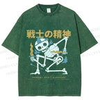 Unisex Warrior Spirits Skull Printed Washed Tee