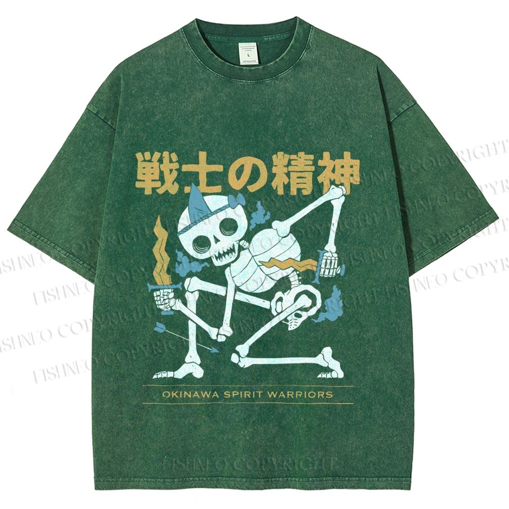 Unisex Warrior Spirits Skull Printed Washed Tee