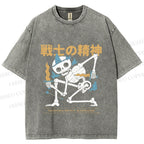 Unisex Warrior Spirits Skull Printed Washed Tee