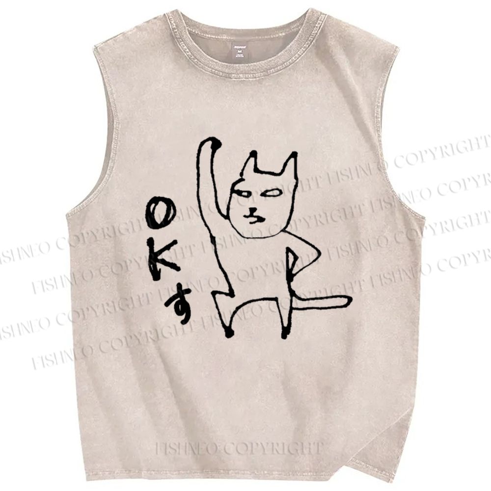 Unisex OK Printed Washed Tank Top