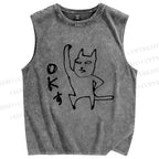 Unisex OK Printed Washed Tank Top