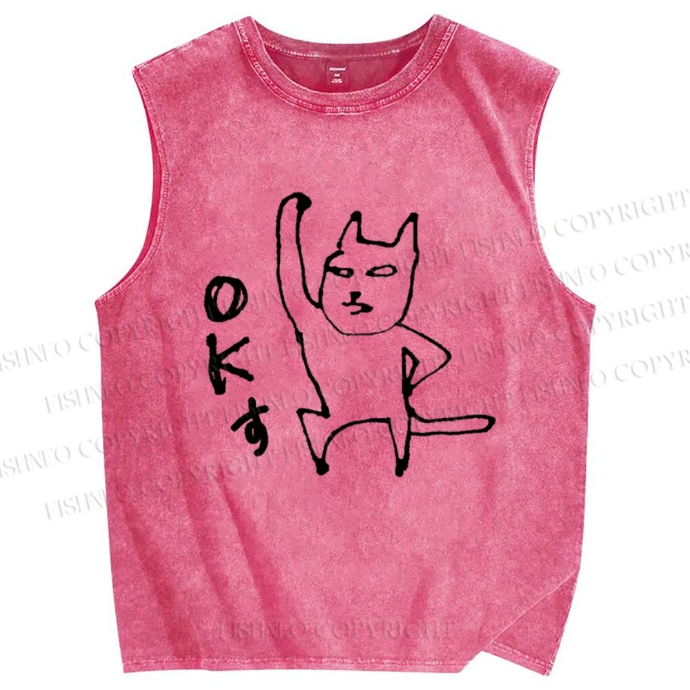 Unisex OK Printed Washed Tank Top