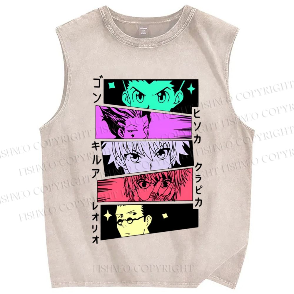 Unisex Characters Manga Printed Washed Tank Top