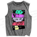 Unisex Characters Manga Printed Washed Tank Top
