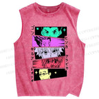 Unisex Characters Manga Printed Washed Tank Top