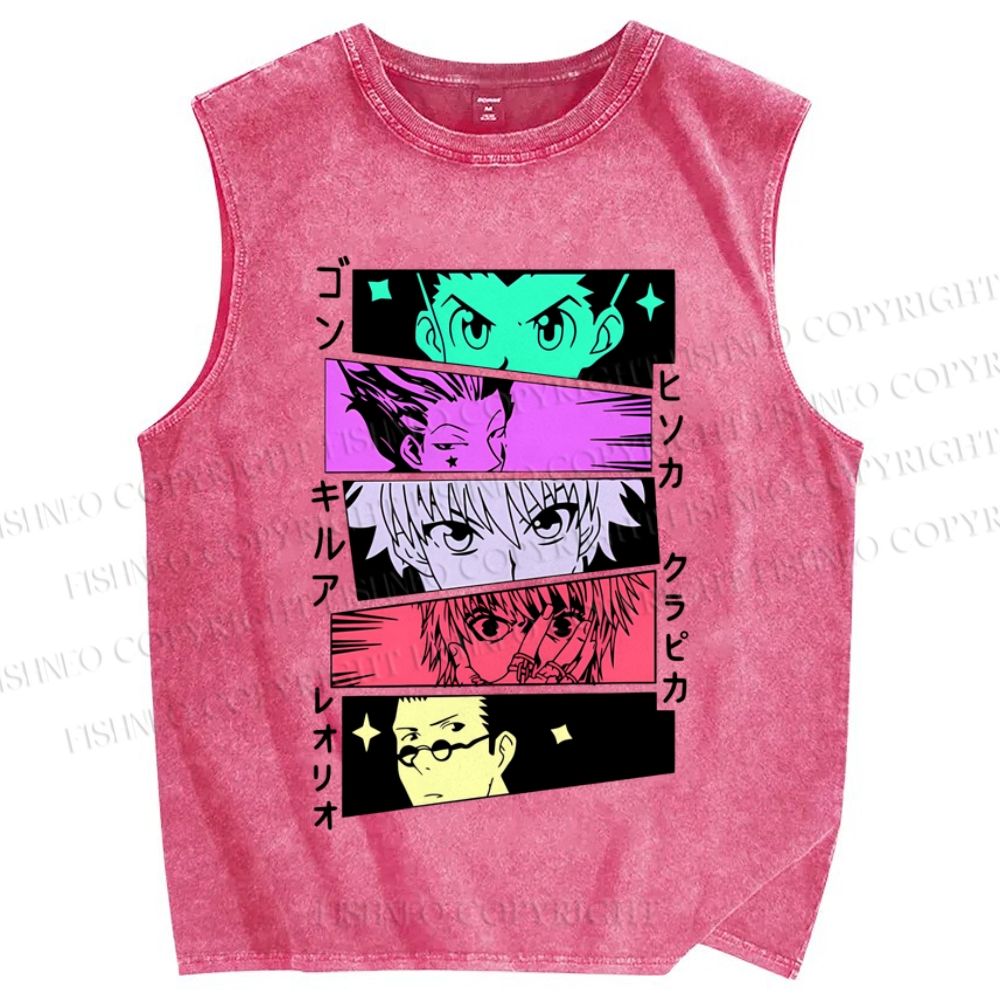 Unisex Characters Manga Printed Washed Tank Top