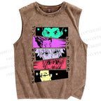 Unisex Characters Manga Printed Washed Tank Top