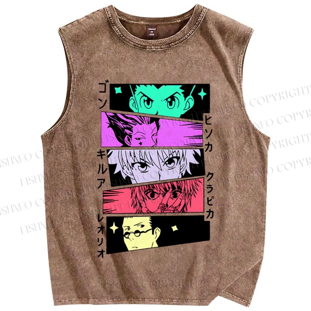 Unisex Characters Manga Printed Washed Tank Top