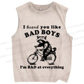 Unisex Bad Boy Raccoon Printed Washed Tank Top