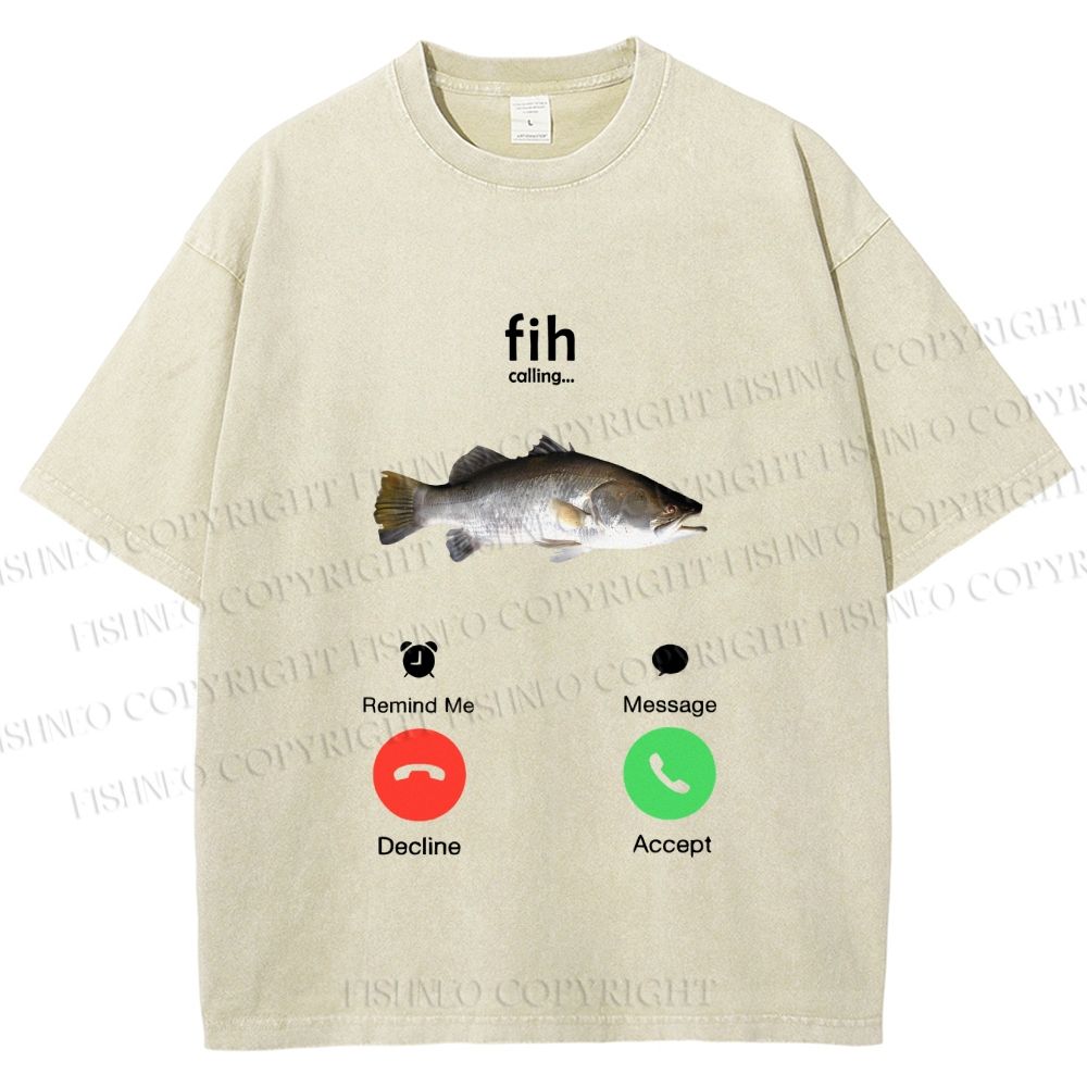 Unisex Fish Call Printed Washed Tee