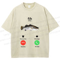 Unisex Fish Call Printed Washed Tee