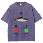 Unisex Fish Call Printed Washed Tee