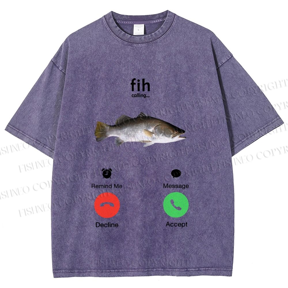 Unisex Fish Call Printed Washed Tee