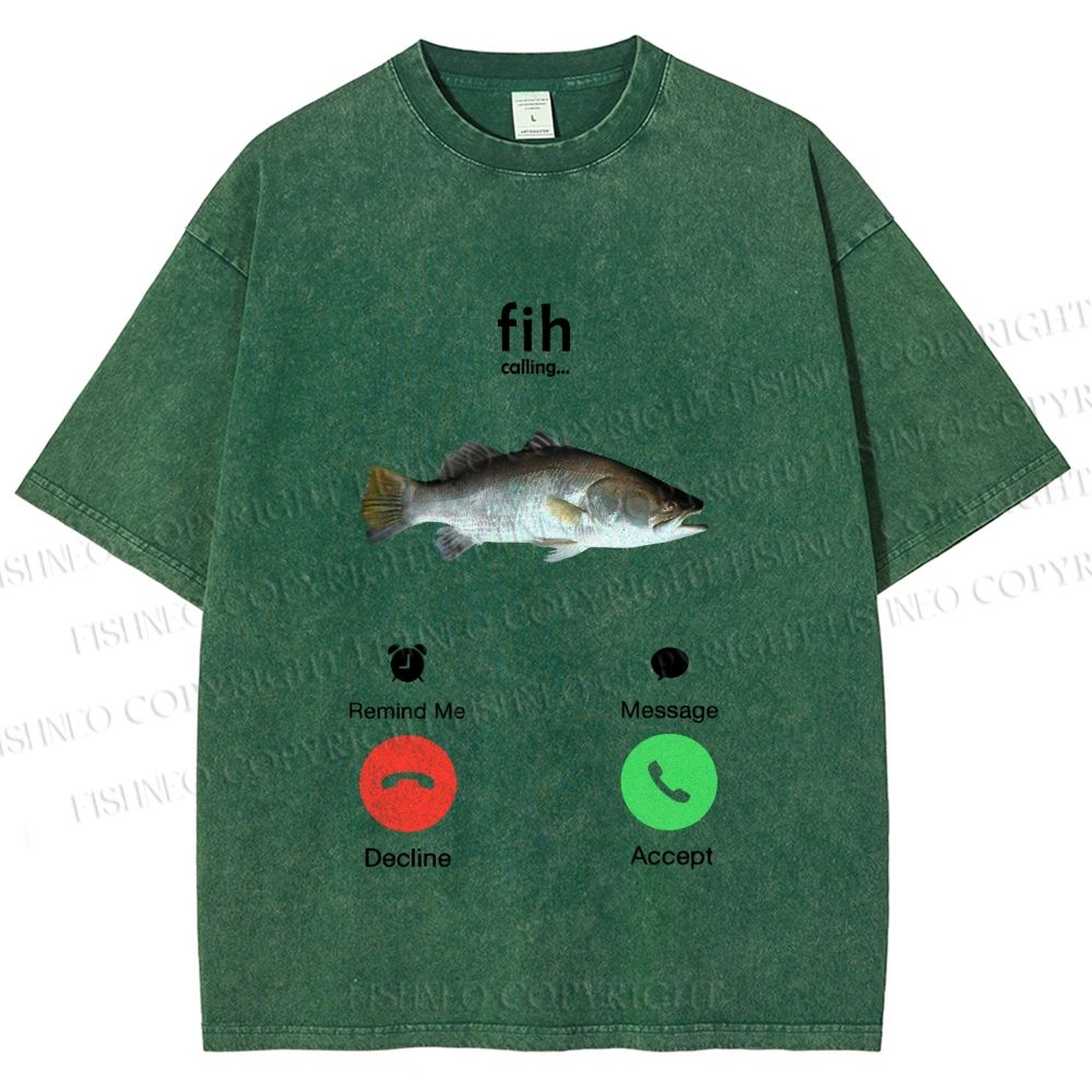 Unisex Fish Call Printed Washed Tee