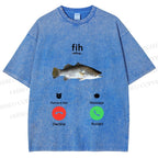 Unisex Fish Call Printed Washed Tee