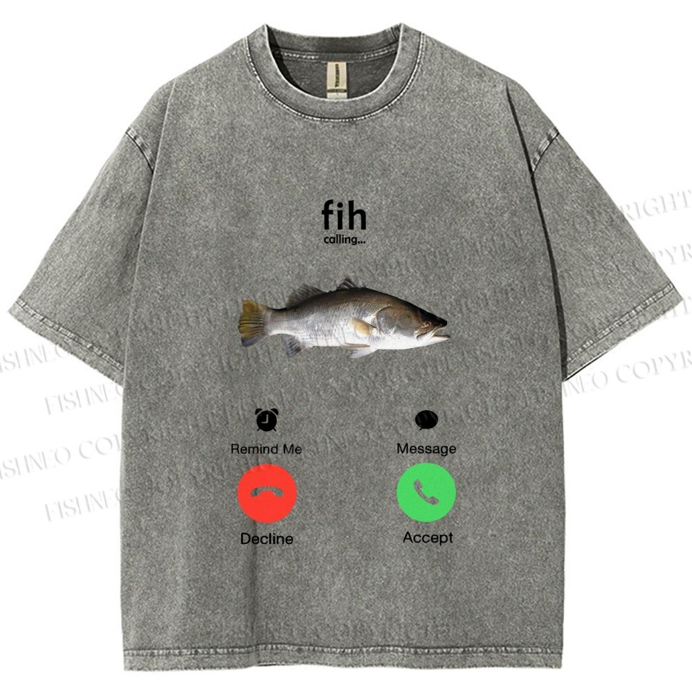 Unisex Fish Call Printed Washed Tee