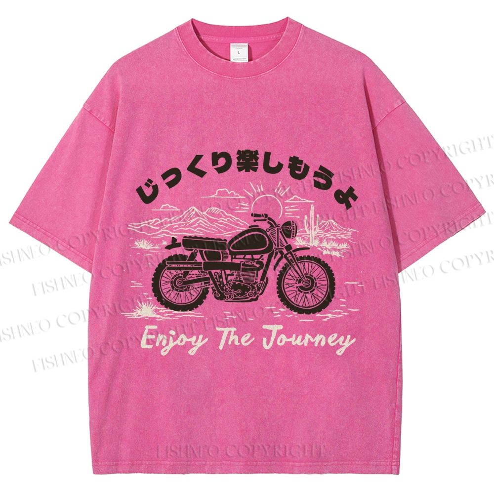 Unisex Enjoy The Journey Motorcycle Printed Washed Tee