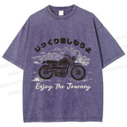 Unisex Enjoy The Journey Motorcycle Printed Washed Tee