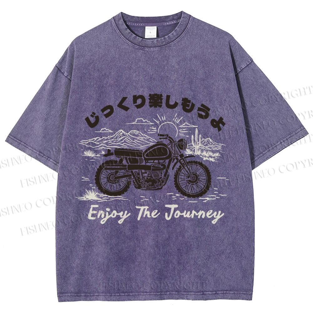 Unisex Enjoy The Journey Motorcycle Printed Washed Tee