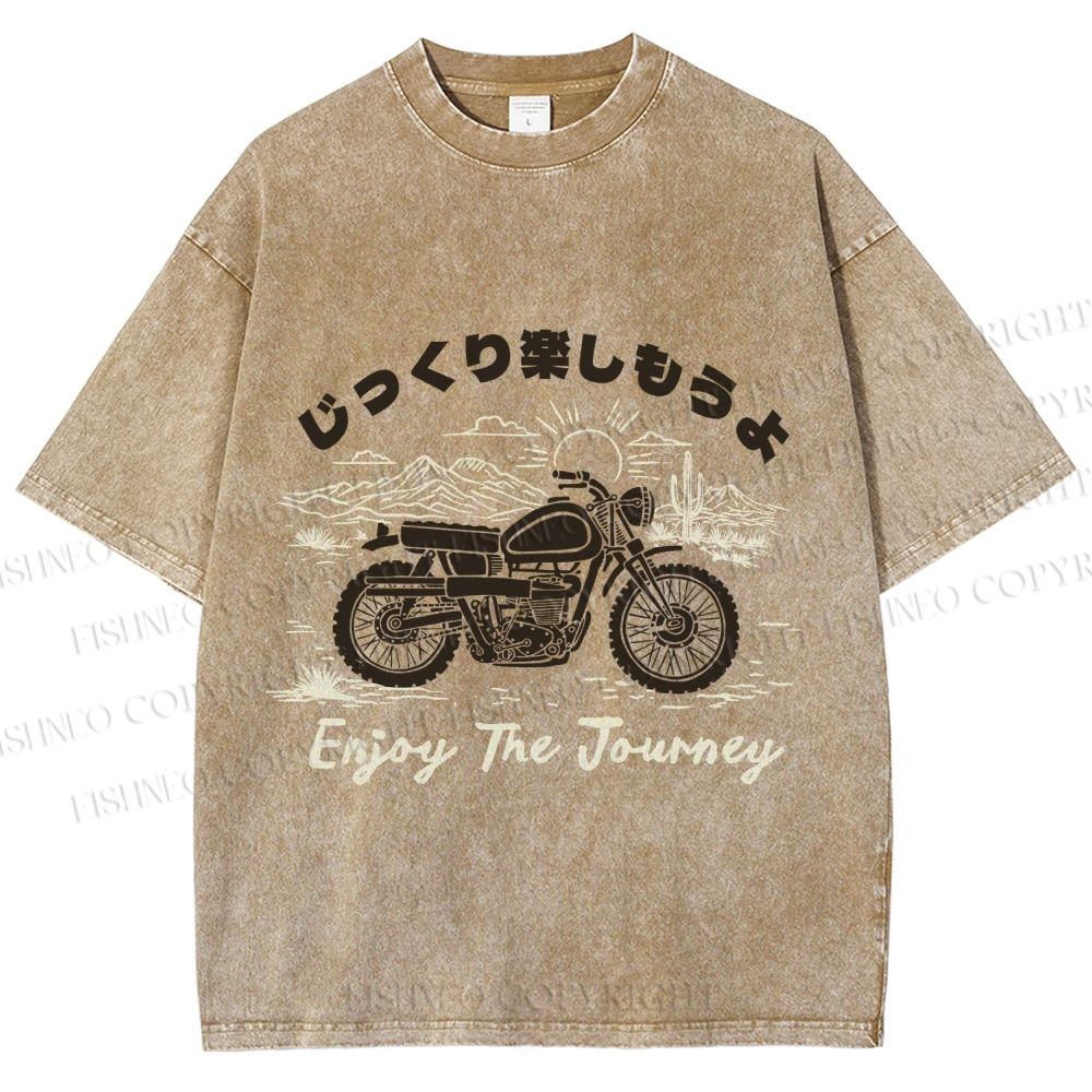 Unisex Enjoy The Journey Motorcycle Printed Washed Tee