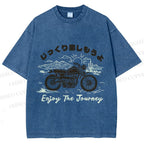 Unisex Enjoy The Journey Motorcycle Printed Washed Tee