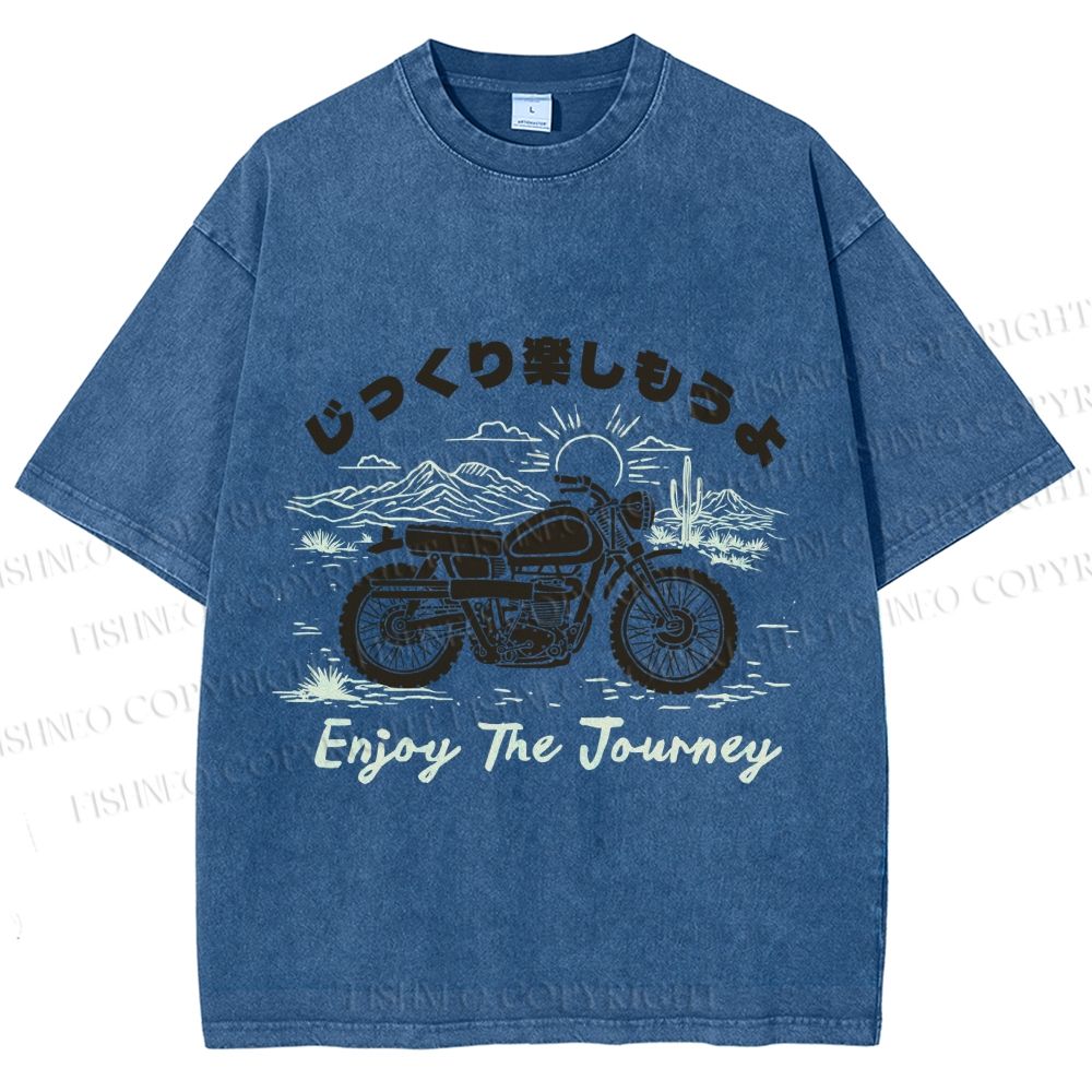 Unisex Enjoy The Journey Motorcycle Printed Washed Tee