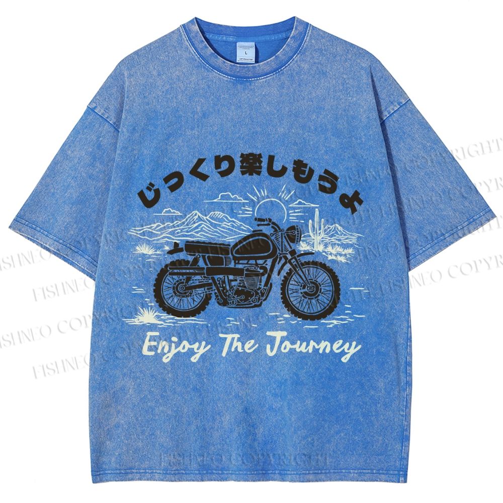 Unisex Enjoy The Journey Motorcycle Printed Washed Tee