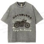 Unisex Enjoy The Journey Motorcycle Printed Washed Tee