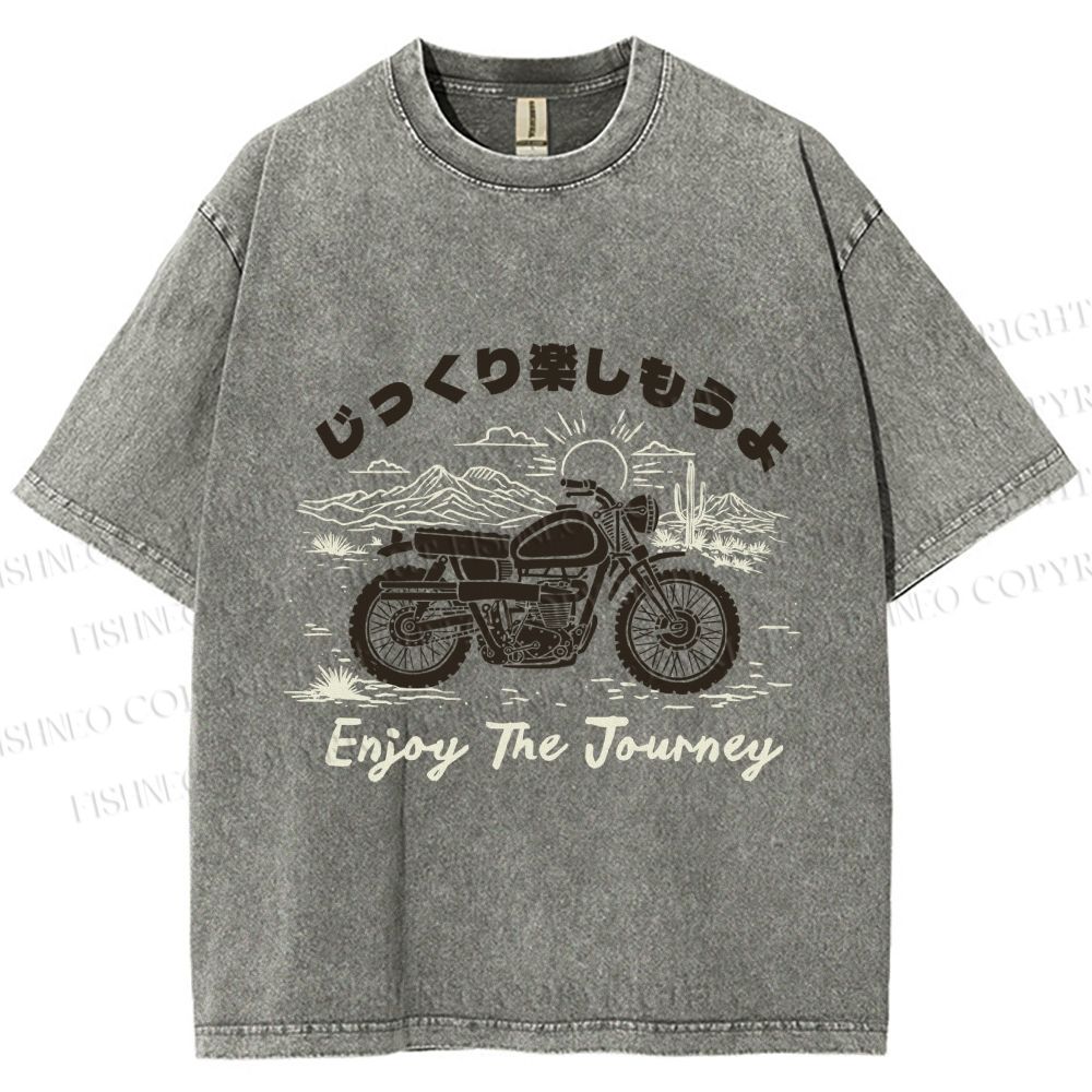 Unisex Enjoy The Journey Motorcycle Printed Washed Tee