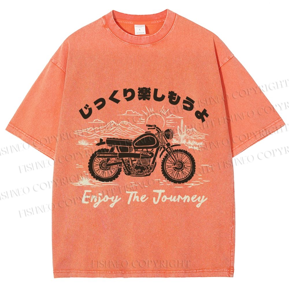 Unisex Enjoy The Journey Motorcycle Printed Washed Tee