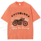 Unisex Enjoy The Journey Motorcycle Printed Washed Tee
