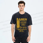 Unisex Vintage Japanese Ramen Printed Washed Tee