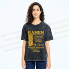 Unisex Vintage Japanese Ramen Printed Washed Tee