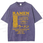 Unisex Vintage Japanese Ramen Printed Washed Tee