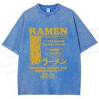 Unisex Vintage Japanese Ramen Printed Washed Tee