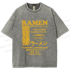 Unisex Vintage Japanese Ramen Printed Washed Tee
