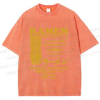 Unisex Vintage Japanese Ramen Printed Washed Tee