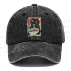 Unisex Cute Cat Eating Ramen Vintage Casual Washed Cap